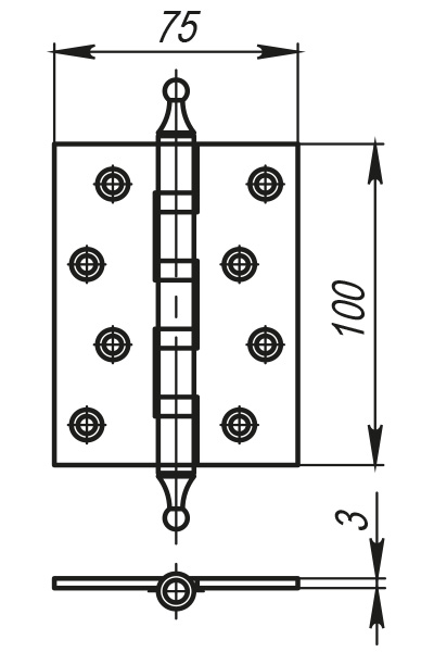 Петля универсальная 4500A (500-A4) 100x75x3 GP Золото Box - Armadillo Петля универсальная 4500A (500-A4) 100x75x3 GP Золото Box