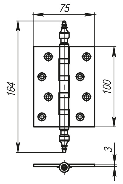 Петля универсальная 4500B (500-B4) 100x75x3 GP Золото Box - Armadillo Петля универсальная 4500B (500-B4) 100x75x3 GP Золото Box