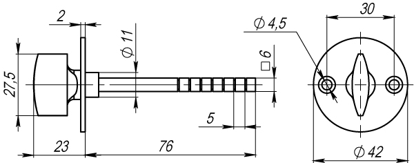 Ручка поворотная SB-30/6-CP-8 (хром) - Armadillo Ручка поворотная SB-30/6-CP-8 (хром)