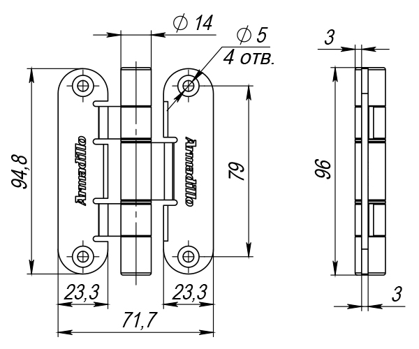 Петля универсальная OPTIMUM Mini CP Хром - Armadillo Петля универсальная OPTIMUM Mini CP Хром
